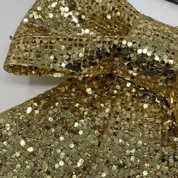 7.5” Gold Christmas Bow Decoration Or Packing The Gift Box Glitter Bow New‎ - Picture 2 of 11